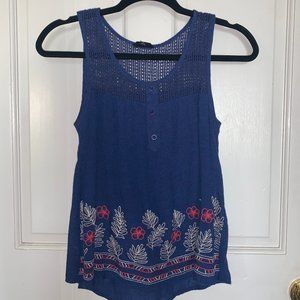 E&M Blue Embroidered Blouse